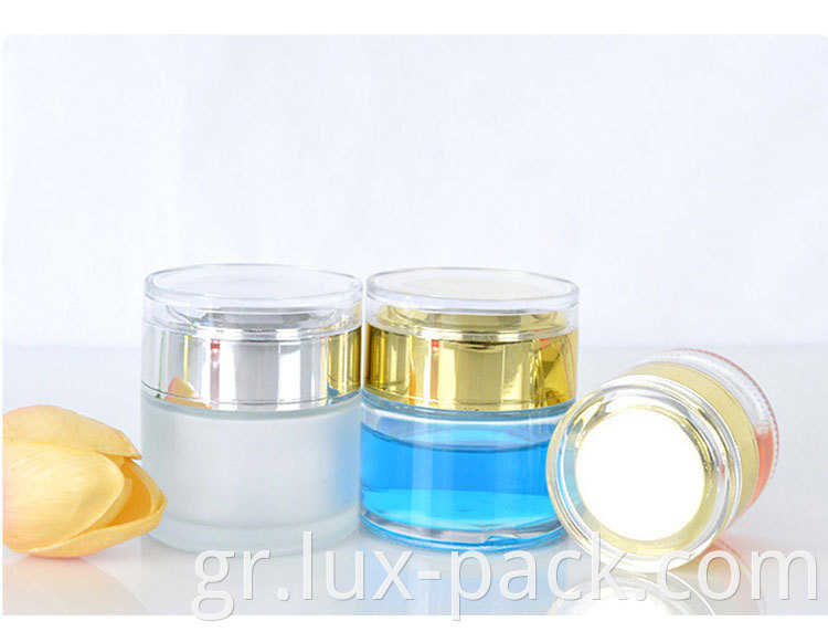 30ml 15g Gold Glass χωρίς αέρα αντλίας αντλίας μαύρο βίδα με κουτάλι συσκευασίας κουτί κουτάλι